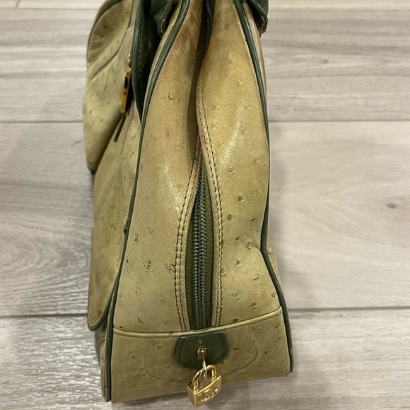 Christian Dior Rare Ostrich Saddle Green Bowler Bag - Picture 7 of 16